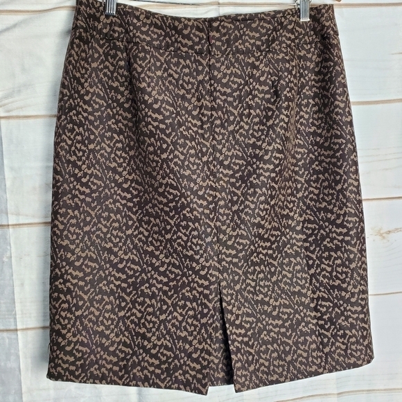 Ann Taylor Brown Animal Print A Line Business Career Skirt Size 12 - Picture 5 of 11